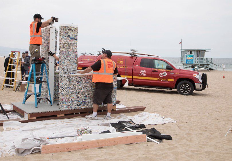 ByFusion Manhattan Beach Community build site with lifeguard truck
